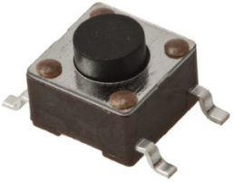 Short-stroke pushbutton, 1 Form A (N/O), 50 mA/12 VDC, unlit , actuator (gray, L 0.7 mm), 1.56 N, SMD