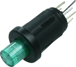 Pushbutton switch, 1 pole, green, illuminated , 0.2 A/60 V, mounting Ø 5.1 mm, IP40, 0041.9160.5127