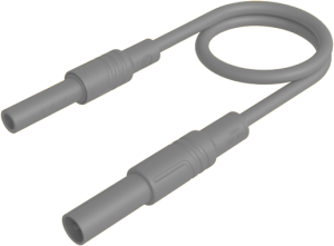 Measuring lead with (4 mm plug, straight) to (4 mm socket, straight), 1 m, gray, PVC, 2.5 mm², CAT III