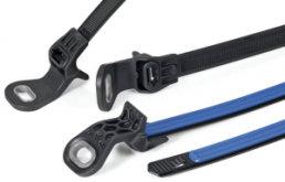 Cable tie, polyamide, heat stabilized, (L x W) 140 x 12.7 mm, bundle-Ø 5 to 25.4 mm, black/blue