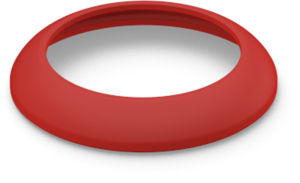 Front ring, round, Ø 23.5 mm, (H) 4.6 mm, red, for pushbutton switch, 5.00.888.510/0300