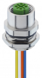Sensor actuator cable, M12-flange socket, straight to open end, 4 pole, 0.5 m, PVC, metal, 4 A, 1220 04D T16CW 0,5M