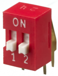 DIP switche, 2 pole, angled, 25 mA/24 VDC, NDA-02-V