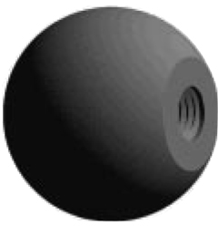 Ball knob, 6 mm, plastic, black, Ø 15 mm, H 22.5 mm, 107 0625 699 15
