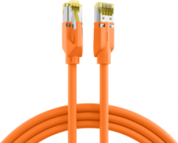 Patch cable, RJ45 plug, straight to RJ45 plug, straight, Cat 6A, S/FTP, LSZH, 1 m, orange