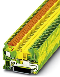 Protective conductor terminal, quick connection, 0.25-1.5 mm², 2 pole, 6 kV, yellow/green, 3050099