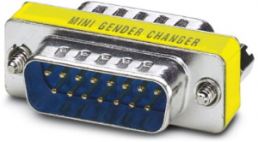 Gender changer, D-Sub plug, 15 pole to D-Sub plug, 15 pole, 1652677