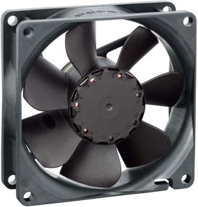 DC axial fan, 12 V, 80 x 80 x 25.4 mm, 65 m³/h, 32 dB, ball bearing, ebm-papst, 8412 N