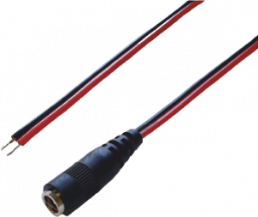 DC connection cable, Socket 2.5 x 5.5 mm, straight, open end, red/black, 075905