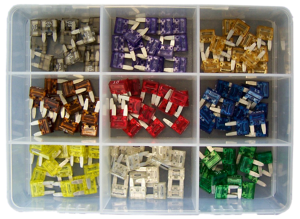 Assortment of automotive miniature blade fuses