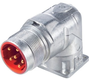 Surface-mounting plug, 5 pole, crimp connection, screw locking, angled, 24420059