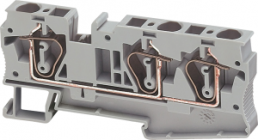 Terminal block, 3 pole, 0.2-6.0 mm², clamping points: 3, gray, spring balancer connection, 41 A