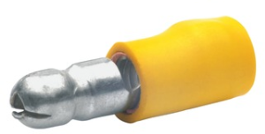 Round plug, Ø 5 mm, L 22 mm, insulated, straight, yellow, 4.0-6.0 mm², AWG 12-10, 1050