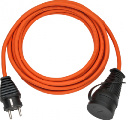 Extension line, Europe, plug type E + F, straight on jack type F, straight, AT-N05V3V3-F 3G1.5mm², orange, 5 m