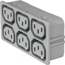 Distribution strip, 6-fold F, snap-in, plug-in connection, gray, 3-103-873