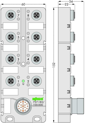 757-185/100-000 WAGO Sensor-Actuator Distribution Boxes Image 2