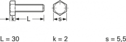Hexagon head screw, external hexagon, M3, 30 mm, polyamide, DIN 933/ISO 4017