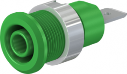 4 mm socket, flat plug connection, mounting Ø 12.2 mm, CAT III, green, 49.7046-25