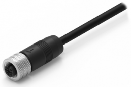 Sensor actuator cable, M12-cable plug, straight to open end, 4 pole, 2 m, PVC, black, 5 A, 643662120304