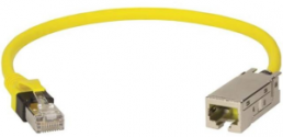 Extension cable, RJ45 plug, straight to RJ45 socket, straight, Cat 6A, S/FTP, LSZH, 0.15 m, yellow