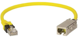 Extension cable, RJ45 plug, straight to RJ45 socket, straight, Cat 6A, S/FTP, LSZH, 1.5 m, yellow