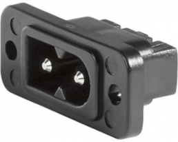 Plug C8, 2 pole, screw mounting, PCB connection, black, 6160.0104