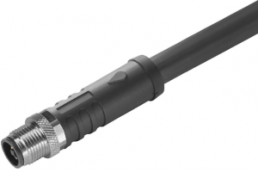 Sensor actuator cable, M12-cable plug, straight to open end, 4 pole, 1.5 m, PUR, black, 12 A, 2050700150