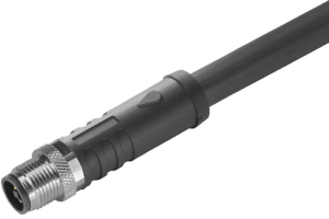 Sensor actuator cable, M12-cable plug, straight to open end, 4 pole, 10 m, PUR, black, 12 A, 2050641000