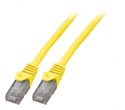 Patch cable, RJ45 plug, straight to RJ45 plug, straight, Cat 5e, U/UTP, LSZH, 1 m, yellow