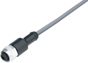 Sensor actuator cable, M12-cable socket, straight to open end, 3 pole, 2 m, PVC, gray, 4 A, 77 3430 0000 20003-0200