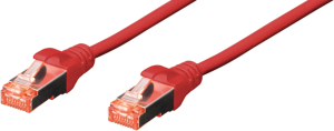Patch cable, RJ45 plug, straight to RJ45 plug, straight, Cat 6, S/FTP, LSZH, 1 m, red