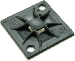 Mounting base, nylon, black, self-adhesive, (L x W x H) 30 x 30 x 4.5 mm