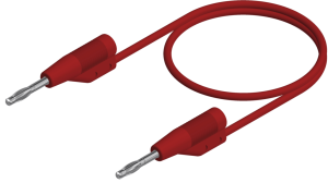 Measuring lead with (2 mm plug, spring-loaded, straight) to (2 mm plug, spring-loaded, straight), 250 mm, red, PVC, 0.5 mm², CAT O