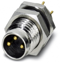 Plug, M8, 3 pole, solder pins, screw locking, straight, 1694334