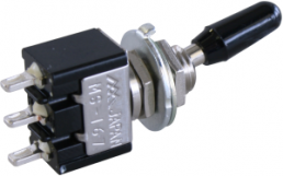 Toggle switch, metal (black), 1 pole, latching, On-Off-On, 6 VA/125 VAC, MS-167 BLACK