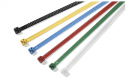 Cable tie outside serrated, releasable, polyamide, (L x W) 196 x 4.8 mm, bundle-Ø 2 to 50 mm, red, -40 to 85 °C