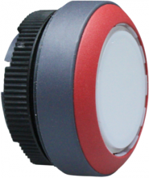 Pushbutton, illuminable, groping, waistband round, white, front ring red, mounting Ø 22.3 mm, 1.30.270.901/2203