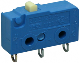 Subminiature snap-action switch, On-On, solder connection, pin plunger, 1.5 N, 5 A/250 VAC, IP40
