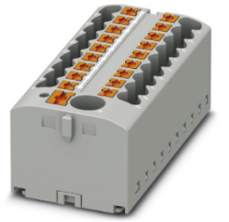 Distribution block, push-in connection, 0.14-4.0 mm², 19 pole, 24 A, 6 kV, gray, 3273374