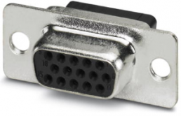 D-Sub socket, 15 pole, standard, equipped, straight, crimp connection, 1655124