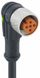 Sensor actuator cable, M12-cable socket, angled to open end, 3 pole, 2 m, PUR, black, 4 A, 1206 03 L1 300 2M