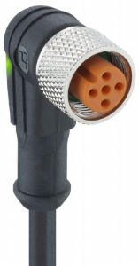 Sensor actuator cable, M12-cable socket, angled to open end, 3 pole, 5 m, PUR, black, 4 A, 1206 03 L1 300 5M