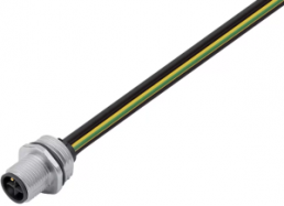 Sensor actuator cable, M12-flange plug, straight to open end, 4 pole, 0.2 m, 12 A, 09 0691 700 04