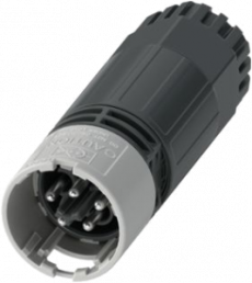 Circular connector, black, 5 poles, 0,5 - 2,5 mm²,400 V, 20 A, Screw, male, for Hybrid