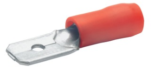 Faston plug, 2.8 x 0.5 mm, L 22 mm, insulated, straight, red, 0.5-1.0 mm², AWG 20-17, 8201C