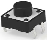 Short-stroke pushbutton, Form A (N/O), 50 mA/24 VDC, unlit , actuator (black, L 3.59 mm), 1.56 N, THT