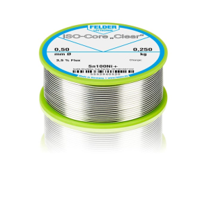 Solder wire, lead-free, Sn100Ni+, 0.25 mm, 50 g
