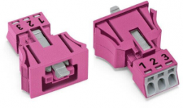 Socket, 3 pole, snap-in, push-in, 0.25-1.5 mm², pink, 890-783