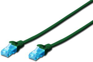 Patch cable, RJ45 plug, straight to RJ45 plug, straight, Cat 5e, U/UTP, PVC, 2 m, green