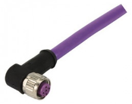 Sensor actuator cable, M12-cable socket, angled to open end, 4 pole, 10 m, PVC, purple, 21349100486100